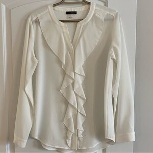 Renuar Cream Ruffle Front Blouse